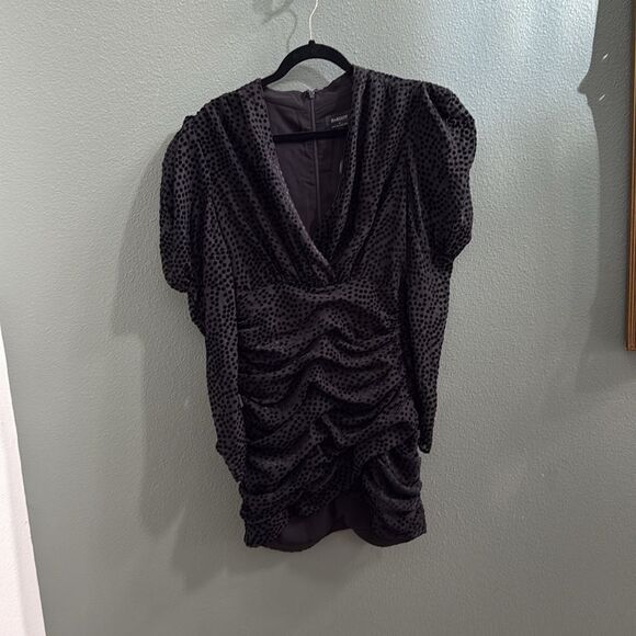 Revolve Bardot Spot Velour Mini Dress in Black Sz M - Picture 3 of 10